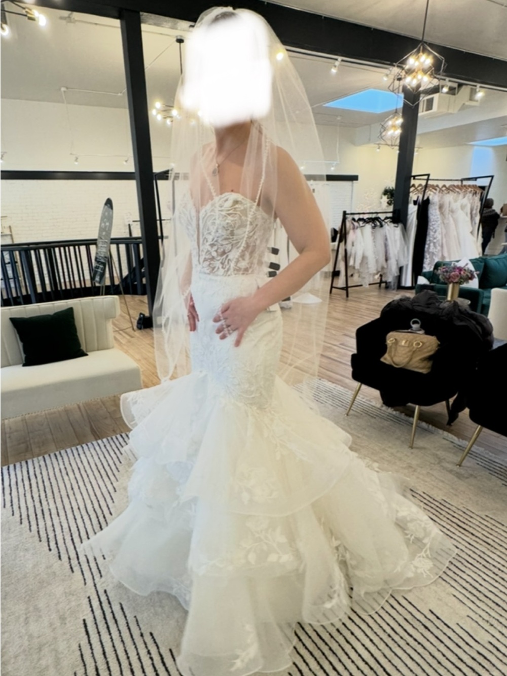 Elegant Justin Alexander White Mermaid Lace Wedding Dress NWT - Picture 3 of 15